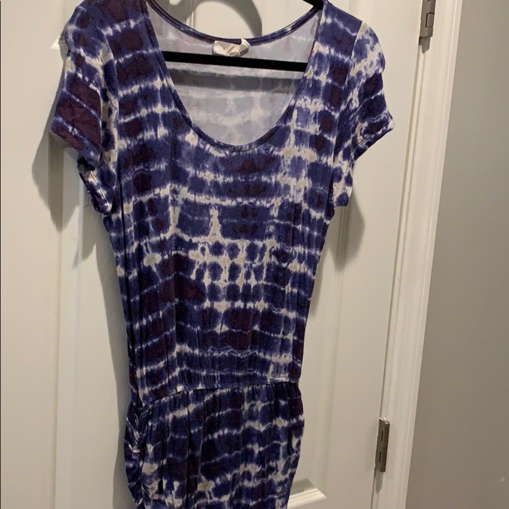 Tie-dye t-shirt mini dress with ruched skirt